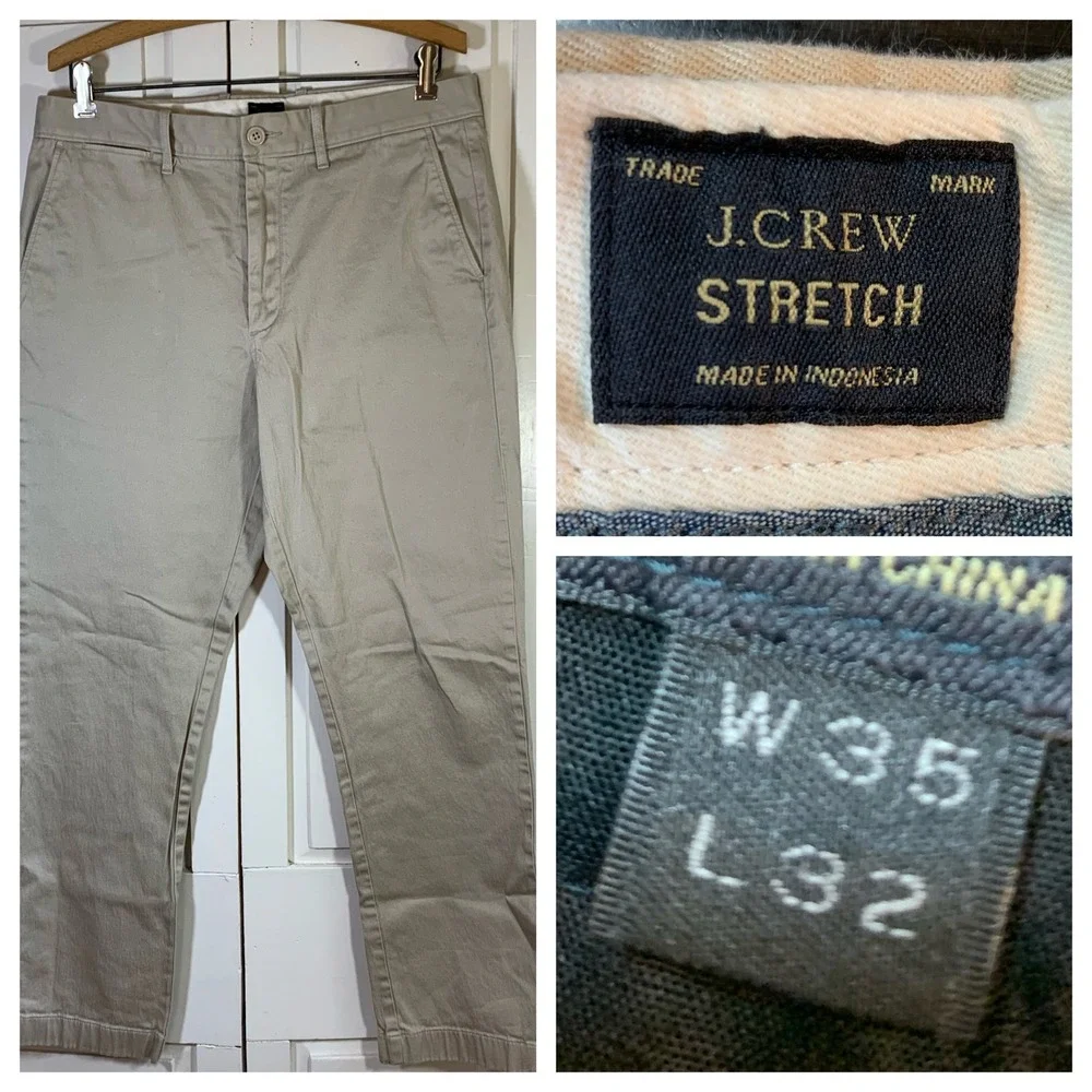 J.Crew Stretch 1040 Khaki Chino Pants Mens Size 32x29 Preppy Church School